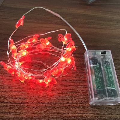 China 2M 20 LED Flamingo Shaped Copper Wire String Lights with 2AA Battery Case Fairy Lights for Holiday Christmas Garland Decoration Red Flamingo for sale