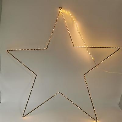 China Christmas Decoration 3D LED Metal Wire 37CM ​​Star With Led Copper Wire String Light For Party Wedding Xmas Decoration for sale