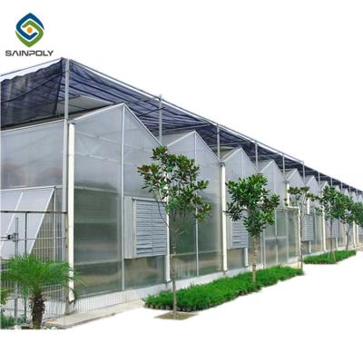 China 8.0m Pc Sheet Multi Span Polycarbonate Greenhouse For Farm for sale