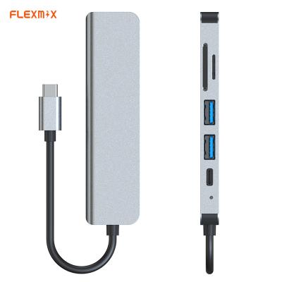 China Support All TYPE-C General Purpose Computers Laptop Small USB Hub 6 in 1 Port Multiport 4K HDTV 6 USB 3.0 Type C Hub USB C Hub Adapter for Laptop 'iPad pro for sale