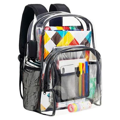 China Waterproof Manufacturer Custom Logo Clear PVC Backpack Clear Plastic Bag School Travel Clear Backpack Transparent Backpack for sale