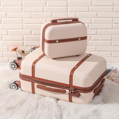 China Travel Luggage July Vintage 2 Piece Luggage Sets Trolley ABS Travel Suitcase Luggage Set with Cosmetic Bag for sale