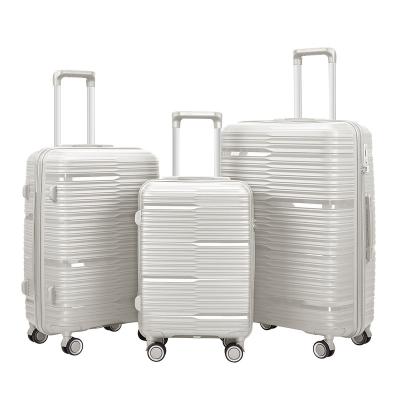 China Travel Luggage July PP Luggage Sets 3 Piece Custom Carry On Spinner Luggage Hard Trolley Unisex Suitcase for sale