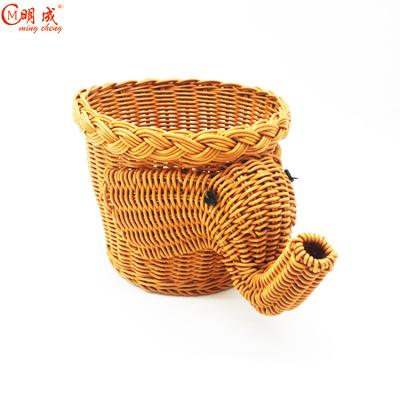 China Wholesale Handwoven Fruit Animal Handwoven Home Laundry Bread Storage Elephant Decoration Household Rattan Plastic Wicker Basket for sale