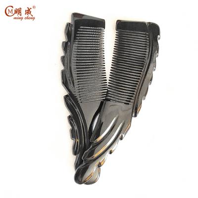 China MC03 Unbreakable Salon Barber Horn Big Tooth Handle Made Natural Horn Wide Teeth Big Comb for sale