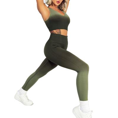 China Wholesale Breathable Outdoor V-neck Exercise Suit Fitness Gradient KKXIU Yoga Seamless Knitted Set for sale