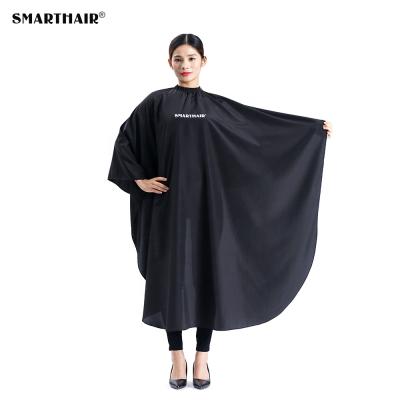 China Fashion Ruffles Salon Hairdressing Cape Satin Water Repellent Stylist Apron Waterproof Hairdresser Cape for sale