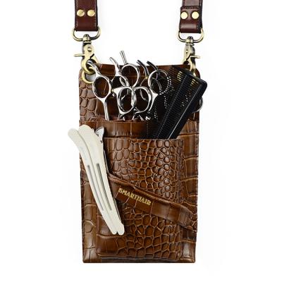 China Waist Tools Bag Spring Genuine Leather Pocket Scissors Pocket Barber Hair Scissors Holster Green Genuine Leather Sheath for sale