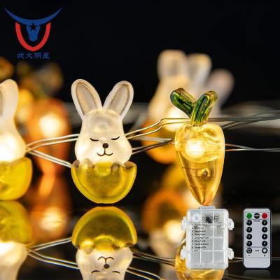 China 8 Kinds and Carrot LED Cute Bunny Rabbit Wire String Battery Operated Cute Micro Wire String Easter Timer Instant Modes+ Silver Lights for sale