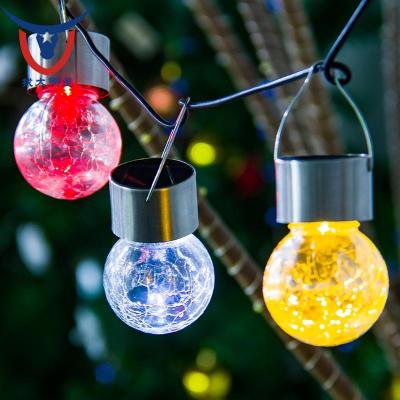 China Garden 12 Pack Color Changing Glass Ball Pendant Lamp RGB Led Solar Light Outdoor Led Hanging Garden Landscape Lamp Yard Lamps for sale