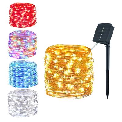 China Solar Panel String Light Led Outdoor Solar Fairy Christmas Party Garland Solar Garden Waterproof Holiday Lights 10m 100led Lamp String for sale