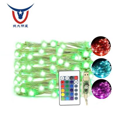 China RGB LED STRING LIGHT USB Fairy Lights Powered 50LEDs Color Changing String Lights with Remote Control Copper Wire Flicker Firefly Lights for sale