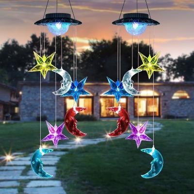 China Outdoor Eco-friendly Color Changing Solar Light With Colorful Moon Star Wind Chime Lamp Solar Wind Chime Wind Chime Lamp for sale