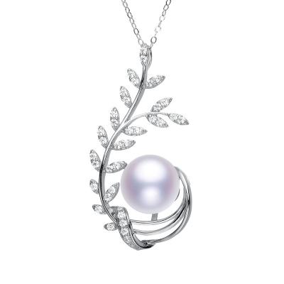 China special hot sale white round 100% natural baroque freshwater pearl jar leaf 100% natural pearl 925 Sterling Silver Necklace Jewelry Freshwater for sale