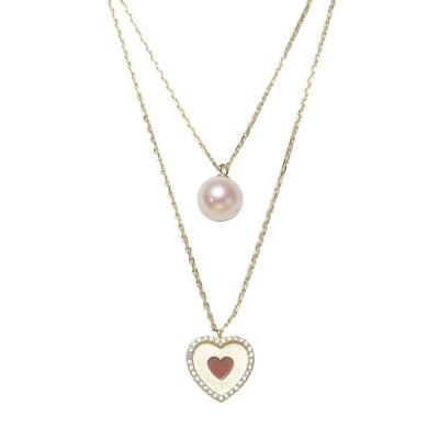 China 100% Natural Pearl New Arrival Gift Love Heart Cute Sterling Silver Pearl 8-9MM Beads Sets Pendant Necklace Jewelry for sale