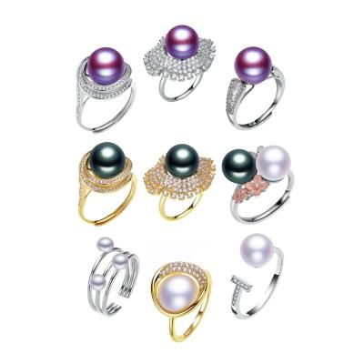 China New Design Environmental Friendly Freshwater Tasty Sterling Rings Gold Hawaiian Handmade Zircon Silver Pearl Ring for sale