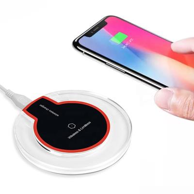 China Portable Cell Phone Ultra Thin Universal Qi Wireless Charger Source Fast Charging Round with LED for iPhone and Android for sale