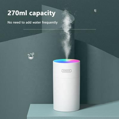 China 270ml Car Small Air Humidifier Diffuser Hot Portable Rainbow Steam Smart Jet Humidifier Purifier Using USB for sale