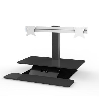 China Factory Hot Sale Adjustable (Height) With Two Monitors Adjustable Electric Standing Desk Sit Stand Office Computer Desk for sale