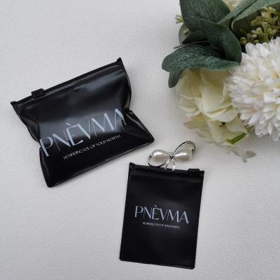 China Custom Recyclable Eco-friendly Plastic Black Small PVC Zipper Bag With Handle For Cosmetic Jewelry Packaging Zip Lock Pouch for sale