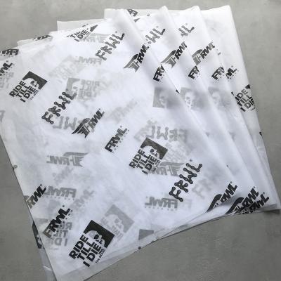 China Hot Sale 17gsm Greaseproof Custom Logo Printed Wrapping Tissue Paper Gift Clothes Packaging Tissue Paper for sale