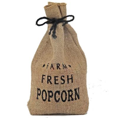 China Custom Printing Food Logo Burlap Sack Food Grade Packaging Jute Drawstring Bag Nature Color CMYK For Food Weed Dry Coffee Bean for sale