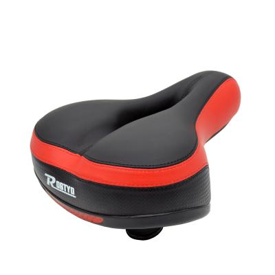 China Chinese Classic Soft Leather Red Bike Saddle Bicycle Shock Absorber Factory Wide Faced Saddle for sale