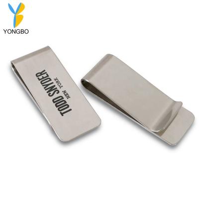 China Global Business Blank Metal Stainless Steel Silver Clip With Customized Logo for sale