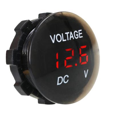 China Waterproof Round Digital Volt Meter LED Voltage Meter Voltmeter For Boat Marine Motorcycle Truck Car Volt Meter for sale