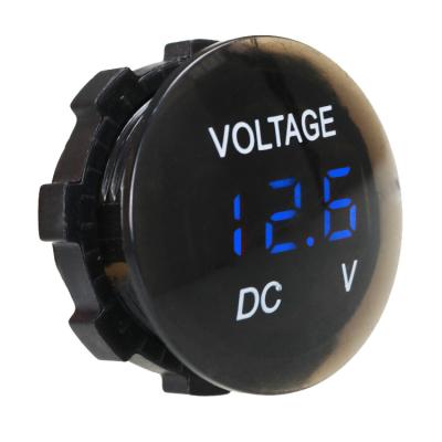 China Round Volt Meter Round Digital Voltmeter Car Motorcycle DC5V-48V LED Panel Voltage Tester Monitor Display Waterproof Volt Meter for sale