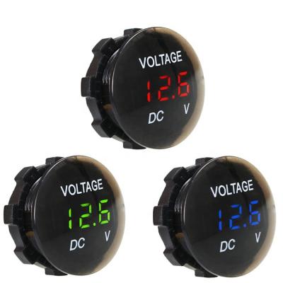 China Auto Universal Waterproof Round LED Volt Meter Display Voltage Meter Motorcycle DC 12V Digital Red Voltmeter for sale