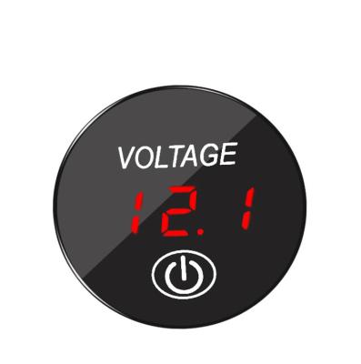 China Round Volt Meter DC 12V Volt Meter Battery Display Digital Voltmeter With Touch Switch ON BUTTON for sale