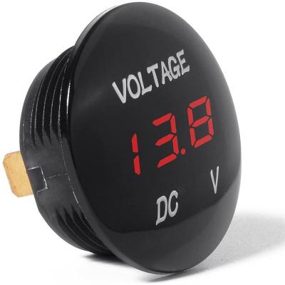 China Waterproof Round LED Display Panel DC 12V Volt Meter Digital Voltmeter For Boat Marine Car Camper Caravan for sale