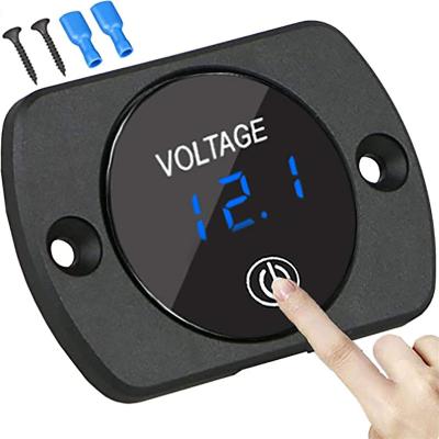 China Round Digital Volt Meter DC 12V 24V Voltage Gauge Display with Touch Screen Button for Boat Marine Vehicle Motorcycle Truck ATV UTV for sale