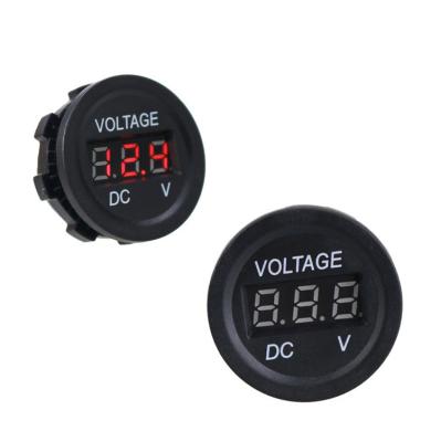 China Round Digital Volt Meter Waterproof Volt Meter Round Panel Voltmeter Compatible With Motorcycle ATV UTV Car Boat Marine for sale