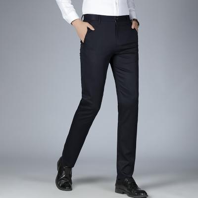 China New Autumn Tencel Cotton Men's Slim Stretch Slim Ice Silk Business Casual Trousers Anti-wrinkle Pants for sale