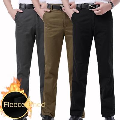 China New QUICK DRY type men's straight soft leg pants plush middle and old age cotton pants and thickened men's high waist for sale