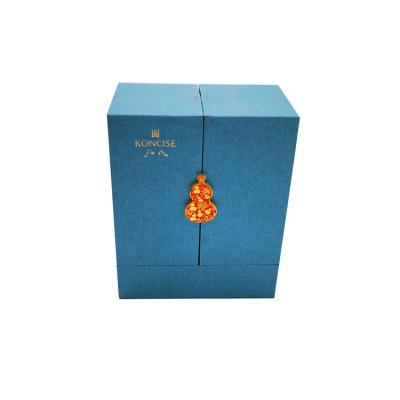 China Handmade Style Wooden Box Ring Necklace Gift Setting Jewelry Storage Packaging Two Door Open Box for sale