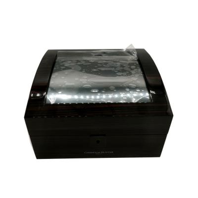 China Custom Handmade Logo Luxury Wooden Finish Storage Box Watch Packaging Box For 6 Slots With Acrylic Window for sale