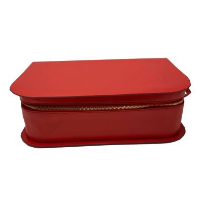 China Recycled Materials Top Sell Products 2021 Red Portable Cosmetic Case Paper Jewelry Storage Box Packaging Box for sale