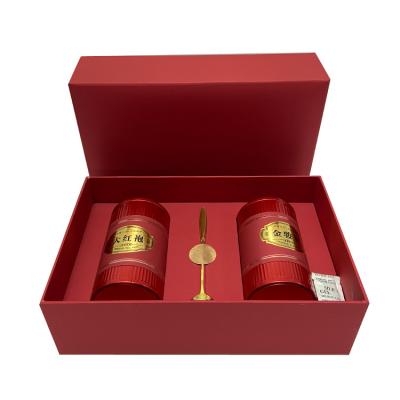 China High Quality Custom LOGO Materials Empty Bottle Red Packaging Paper Tea Factory Reused Cardboard Gift Arrangement Cosmetic Box for sale