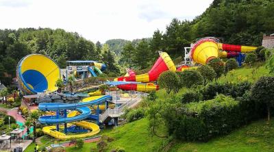 China Aqua Park Equipment , Colorful Fiberglass Water Slide for Giant Aqua Park / customized Water park Slide for sale