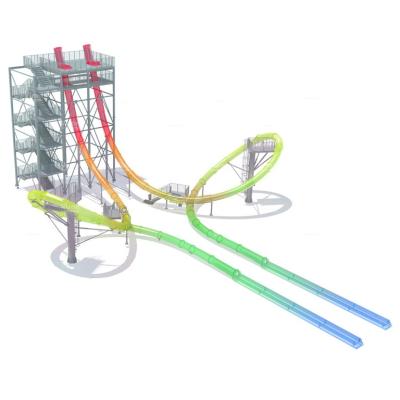 China Speed Aqua Loop / Body Slide Aqua Park Fiberglass Water Slides , Platform Height 16m for Water Park for sale