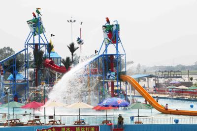 China Interactive Aqua Park Games Water House For Fun Theme Park / Fiberglass Slides for sale