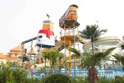 China Steel Structure Parks With Water Playgrounds Open And Close Spiral Water Slides for sale