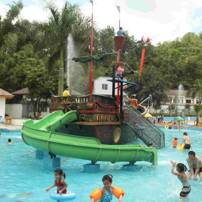 China Fiberglass Aqua Play Water Park Equipment , Pirate Ship Kids Water Slides for sale