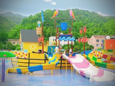 China Large Holiday Resort Fiberglass Pirate Ship boat with slide zu verkaufen