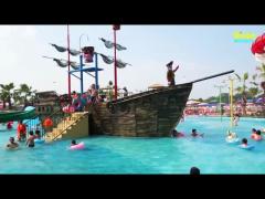 Fiberglass Aqua Play Water Park Equipment , Pirate Ship Kids Water Slides