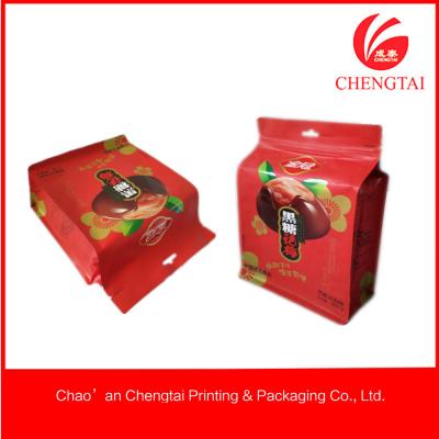 China UV Printing Block Bottom Bags With Clear Window For Noshes Food for sale