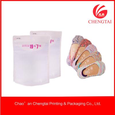 China Transparent Socks use Ziplock Clothing Packaging Bags Environment for sale